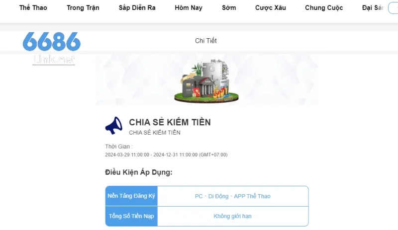 Khám phá thông tin về sự kiện chia sẻ kiếm tiền của 6686